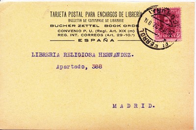 Tarjetas postales y cartas para pedidos de Librerias